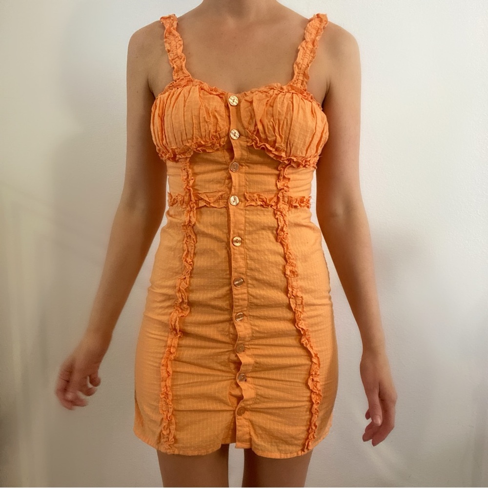 Urban Outfitters Dream Luxe orange ruffle mindi dress sundress women’s XS
